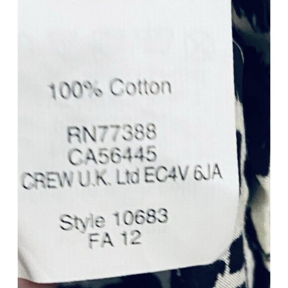 J Crew Top Womens 12 Black White Snow Leopard Boy Fit Button Up Long Sleeve Boho - Picture 6 of 8